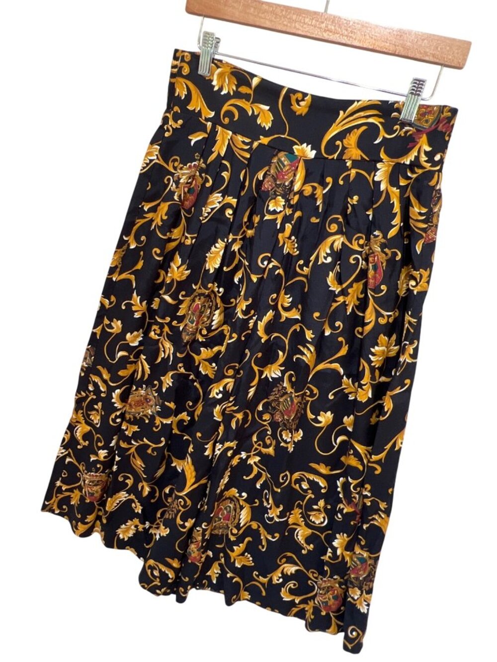 Itinerary Vintage 90s Baroque Filigree Print Culotte Palazzo Pants Elastic Waist